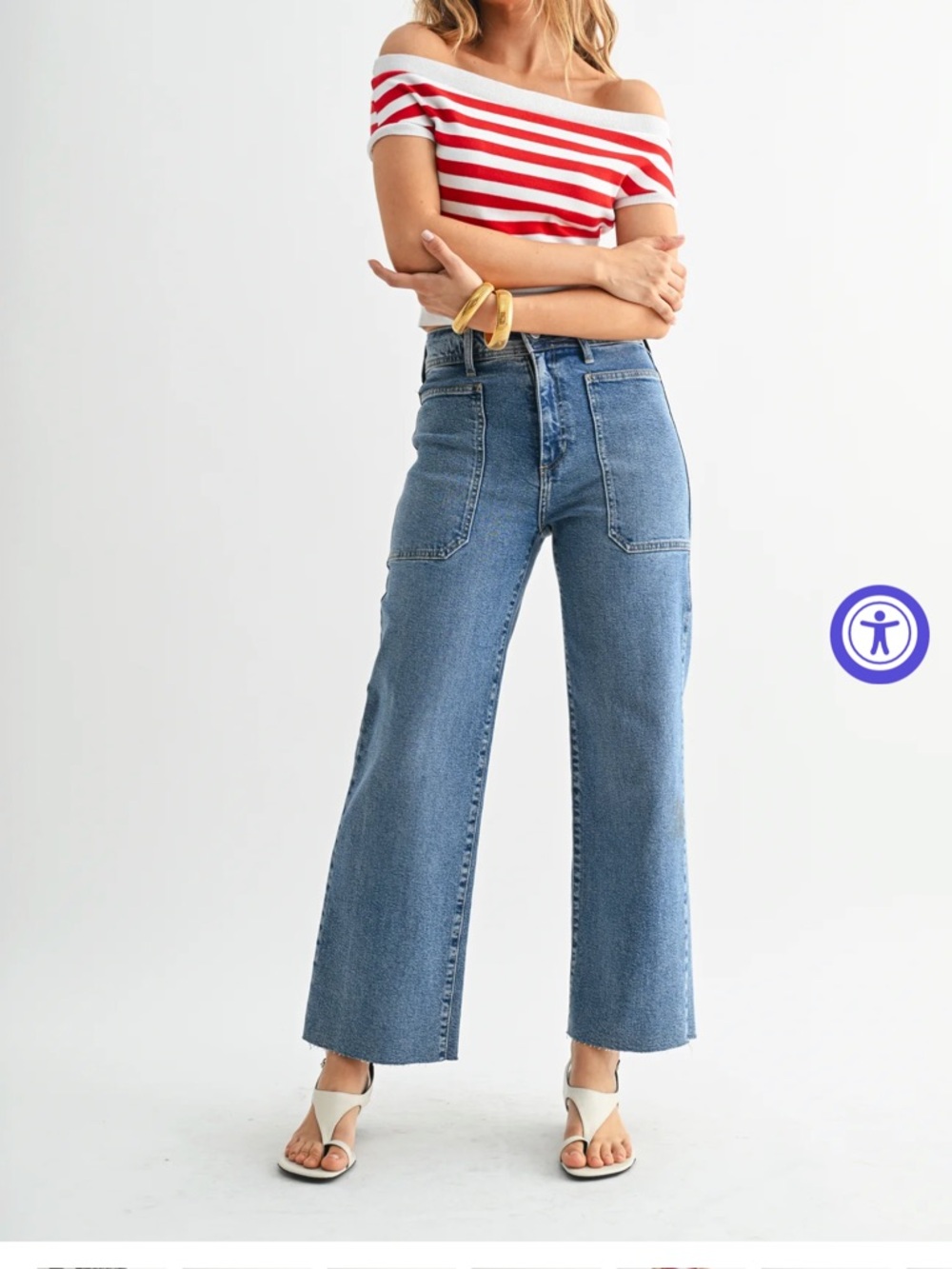 High-Rise Wide-Leg Blue Jeans - Classic Wash